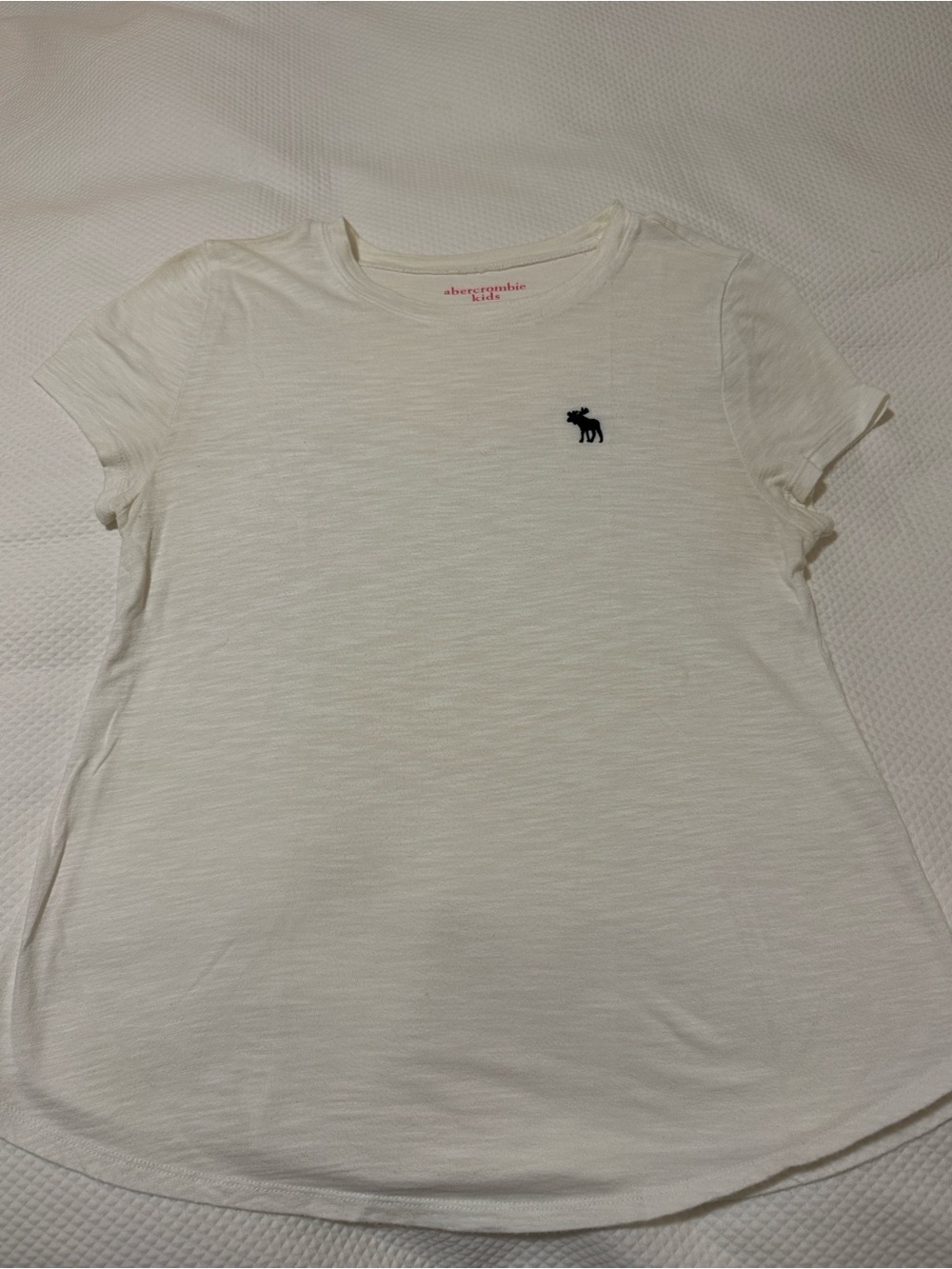 Abercrombie Kids Girls White Logo Crewneck Tee Size 13/14